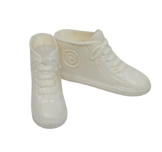 VINTAGE 1990's MATTEL BARBIE / SKIPPER ALL WHITE LACE UP TIE HIGH TOP SN... - $4.75