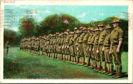 Vtg 1916 Postcard WWI Doughboys Lined Up For Mess - $8.86