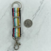 Rhinestone Buckle Striped Ribbon Keychain Keyring Key Fob - $6.92