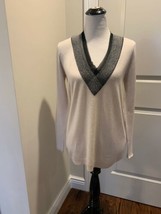 NWOT D. EXTERIOR Cashmere Blend Ivory V Neck Sweater SZ M - £75.55 GBP