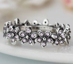 Genuine Sterling Silver 925 Dazzling Daisy Flower Band Stacking Ring Sale Price - £13.57 GBP