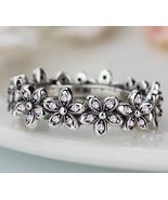 GENUINE STERLING SILVER 925 DAZZLING  DAISY FLOWER BAND STACKING RING SA... - £13.36 GBP