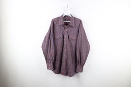 Vintage 70s Streetwear Mens Size Large Western Rodeo Button Shirt Rainbow Plaid - £39.52 GBP