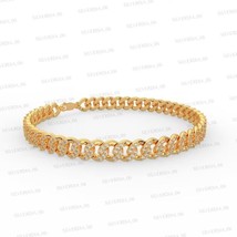 Gold Plated 925 Silver 5.80CT Round Cut Simulated Diamond Women&#39;s Bracelet - £205.74 GBP