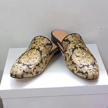 Gold Embroidered Shoes Man Pointed Toe Rhinestone Flower Slip On Flats Male Fash - £108.06 GBP