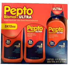 Pepto Bismol Ultra 5 Symptom Upset Stomach Digestive Relief 3 x 12Oz EXP... - $26.47