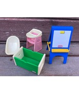 VTG Little Tikes Dollhouse Lot Chalkboard High Chair Baby Chair Toy Box - £19.40 GBP