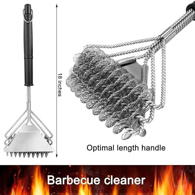 3in1 Grill Brush Net Cleaning Scraper BBQ Accessory for All Grills Perfe... - $17.73