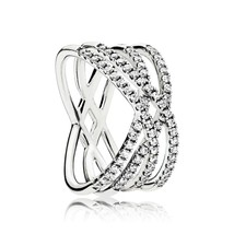 14K White Gold Plated 2CT Round Cut Natural Moissanite Crisscross Ring For Women - £91.41 GBP