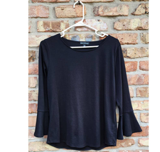 J Crew Mercantile Black Bell Sleeve Cotton Shirt Size Medium - £19.59 GBP