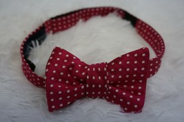 Classic TOMMY HILFIGER Hot Dark Pink with White Dots  2-3/4 &quot; Silk Bow Tie bt-18 - £7.80 GBP