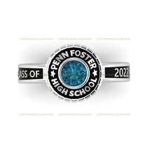 Custom Round Birthstone Silver925 School Class Ring for Women Journey Collection - £88.73 GBP