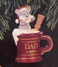 1997 Hallmark Keepsake Ornament “Dad” Mouse in Shaving Cup New - £4.91 GBP