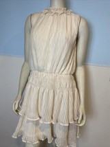Glam Fabric Harlyn Smock Neck Dress Ecru Sleeveless Lined Tiered Size M,... - $18.99