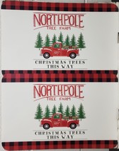 Set of 2 Same Plastic Placemats,12&quot;x16&quot;RED TRUCK W/CHRISTMAS TREES,NORTH... - $12.86