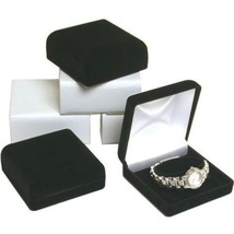 6 Black Flocked Watch &amp; Bracelet Jewelry Gift Boxes - £26.64 GBP