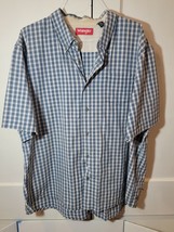Men Wrangler 3XL Plaid Checks Blue White Long Sleeve button down shirt - €17,48 EUR
