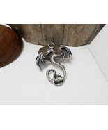925 Sterling Silver Textured Dragon Pendant, Handmade Animal Pendant For... - £44.07 GBP