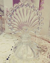 Vintage Clear glass Perfume bottle with Candlewick Fan stopper - $30.00