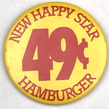 Carl’s Jr. Happy Star Burger Pin Button Pinback Vintage 1985 Fast Food 80s Big - £9.83 GBP