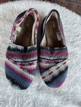 Toms Slip On Shoes 7.5 Sherpa Lined Knit Loafers Comfortable Ballet Slippers - $12.35