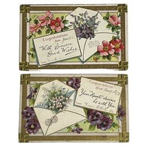 Good Luck Swastika Congratulations Embossed Postcard Early 1910 Floral L... - $14.25