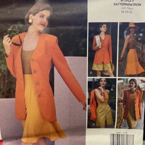 Vogue Sewing Pattern 2907 Dress Jacket Top Skirt Shorts Sizes 18-22 - £9.19 GBP