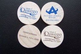 Oswegorama IL 2008 Wooden Nickels Collectible Coins 4 Piece Lot - $6.92