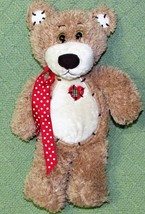 12&quot; Teddy Plush First &amp; Main Patch Heart Bear Patchwork Tan Stuffed Animal Toy - £12.48 GBP