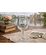 Leeds Castle Maidstone Kent England Etched Wine Glass Twisted Stem Souvenir Gobl - $15.30