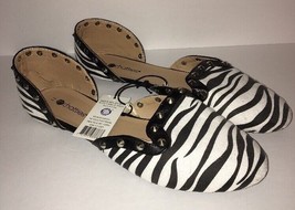 Chatties Zebra Black/White Studded Fashion Ladies Flats Size 11-SHIP N 2... - $29.58