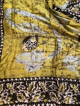 green and black silk scarf vintage 66” x 41” India Abstract Floral - $7.85