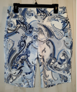 NEW WOMENS CHICO&#39;S BLUES &amp; WHITE PAISLEY PULL ON BERMUDA SHORT   SIZE 0.... - €25,65 EUR