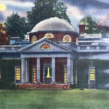 Night time View Monticello Thomas Jefferson Charlottesville NC Vintage Postcard - £7.97 GBP