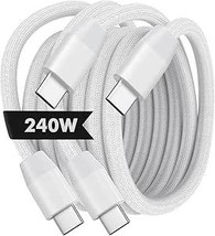 FastCharge 240W Nylon Braided USB C to C Cable 2Pack 3.3ft for iPhone and MacBo - £22.20 GBP