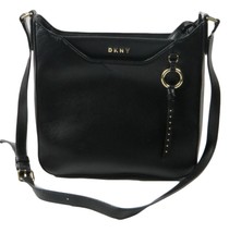 Women Handbags DKNY Women Leather Lola Medium Messenger Bag Black - £71.54 GBP