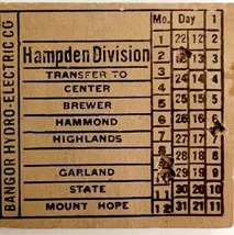 Railway Transfer Tickets Maine Bangor Hydro Electric Hampden Division #3... - $24.99