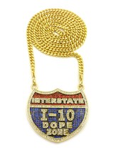 New I-10 Dope Zone Pendant &amp;36&quot; Cuban Link Chain Hip Hop Necklace - XP690MC - £35.95 GBP