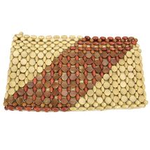 RETRO Vtg Wood Bead Clutch Bag 1970s Tan, Brown, Rust - $39.65