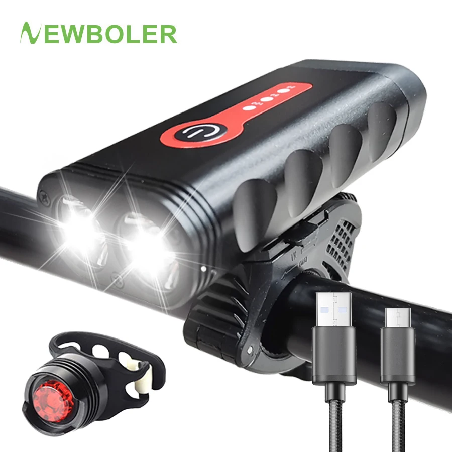 NEWBOLER 2400 Lumen Bike Light Set L2 Bicycle Lantern USB Chargeable Waterproof - £32.98 GBP+
