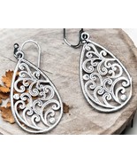 Vintage Boho Silver Dangle Earrings | Teardrop Swirl Design | 1.5&quot; Fashi... - $200.30 MXN