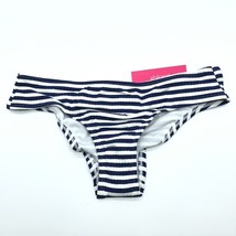Xhilaration Bikini Bottom Ribbed Ruched Cheeky Striped Black White Size S - £7.66 GBP