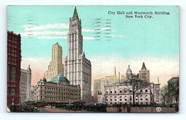 Postcard 1929 New York City, N.Y. City Hall and Woolworth Building Vintage Cars - £5.44 GBP