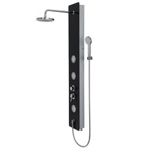 59 Inch Tempered Glass Shower Panel with Hand Shower - Color: Black - $275.99