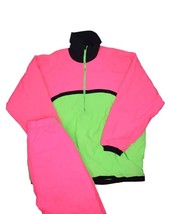 Vintage Kiska Ski Snow Suit Size L Neon Pink Insulated Jacket &amp; Pants 90... - £53.24 GBP