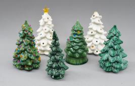 Vintage Ceramic Christmas Tree Lot Of 7 Assorted Trees Small Mini Miniature - £109.48 GBP
