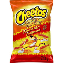 12 bags of Cheetos Crunchy Flamin&#39; Hot Cheese Flavored Snack Chips 285g ... - £57.24 GBP