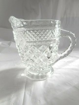 WEXFORD Anchor Hocking Creamer Pitcher Diamond Hobnail Glass Footed 4 1/4&quot; Tall - £17.40 GBP