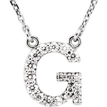 Precious Stars 14K White Gold 1/6CTW White Diamond Initial G Pendant Necklace - £402.59 GBP