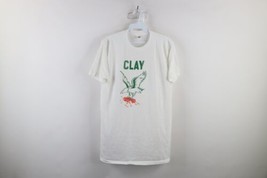 Vintage 70s Mens XL Faded Spell Out Clay Eagle Short Sleeve T-Shirt White USA - £35.06 GBP